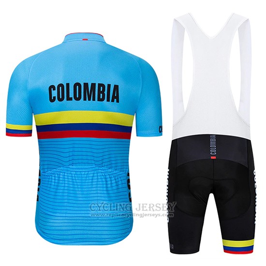 2019 Cycling Jersey Colombia Blue Short Sleeve and Bib Short